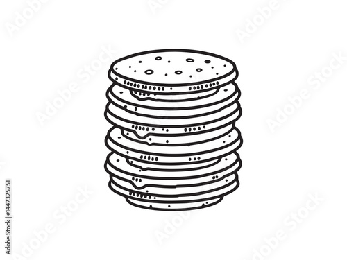 Delicious Blini Pancakes in Simple Line Art Design