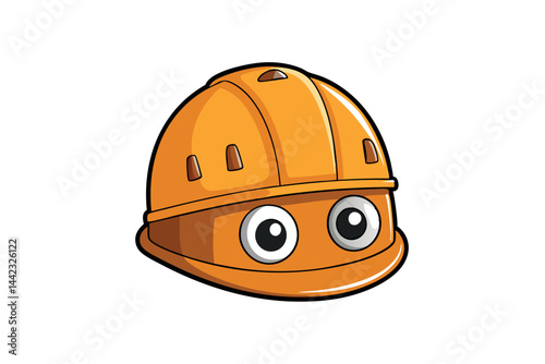 Colorful construction helmet with big eyes and a smile, ideal for projects related to construction, teamwork, and safety, suitable for Labor Day or Labour Day