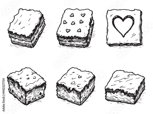 Delicious Brownies Freshly Baked in Simple Line Art