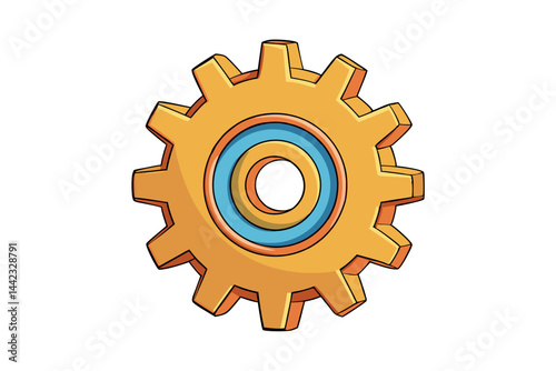 Creative gear or cogwheel illustration in vibrant colors, perfect for representing business, manufacturing, and Labor Day related concepts