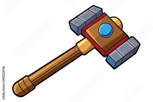 A hammer with a bright, multicolored design in a cartoonish style, perfect for Labor Day or Labour Day, symbolizing construction, repairs, and hard work