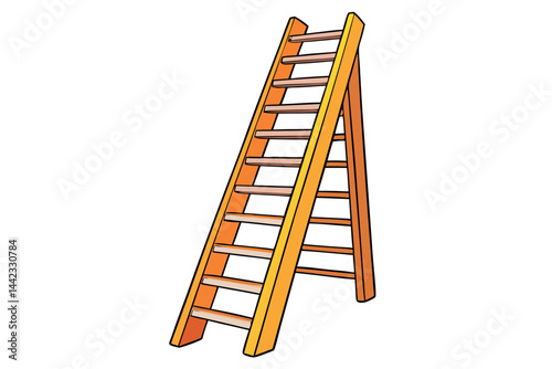ladder with wooden steps, showcasing a hard working spirit, perfect for use in Labor Day or Labour Day media