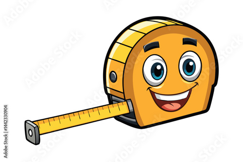 cartoon measuring tape with a smiling face on a Transparent Background, perfect for tool and measurement themed designs, Labor Day or Labour Day