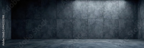 Dark panoramic background, modern concrete wall and floor , design, dark photo