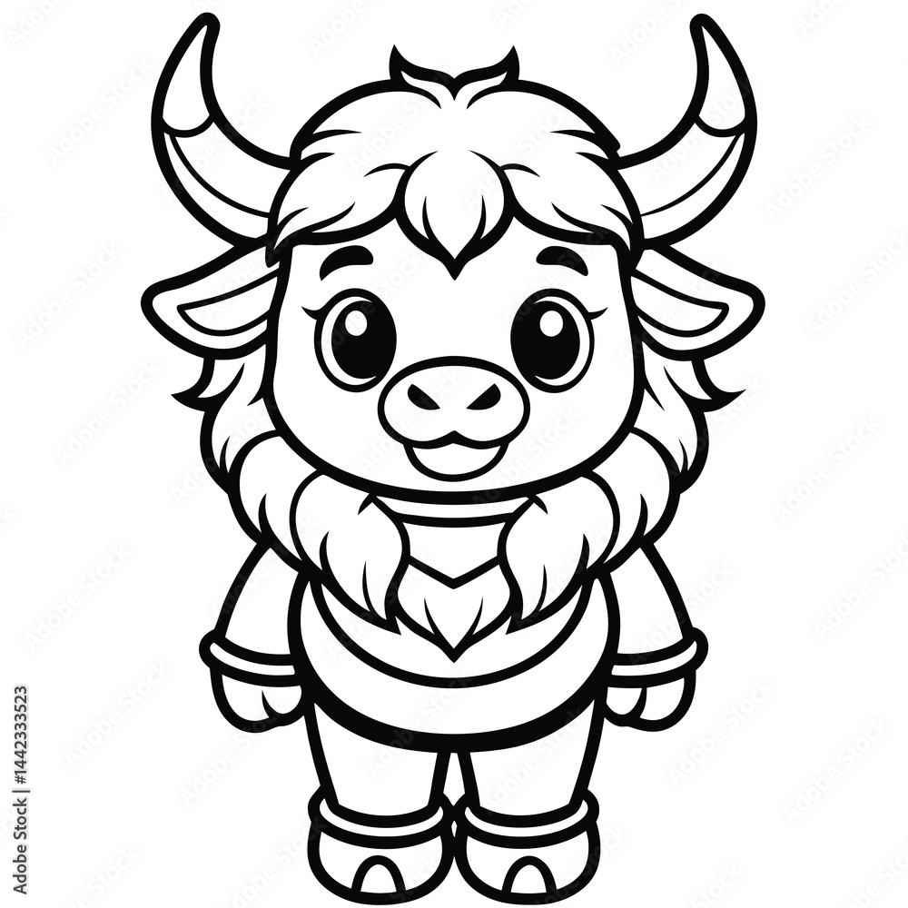 Obraz premium Cute yak coloring page