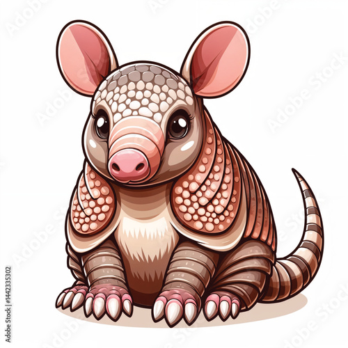 Cute Cartoon Armadillo vector illustration isolated