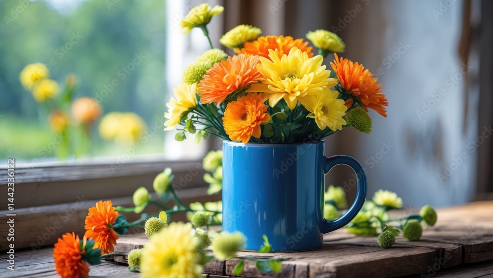 Fototapeta premium fancy flowers next to the window
