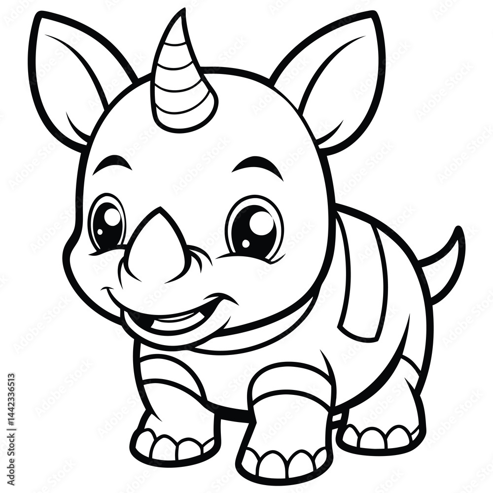 Fototapeta premium Cute Rhinoceros Coloring Page