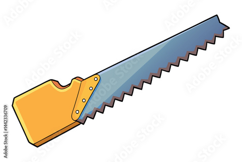 Simple Saw Blade with Sturdy Yellow Handle, Perfect for Carpentry and Labour Day Projects