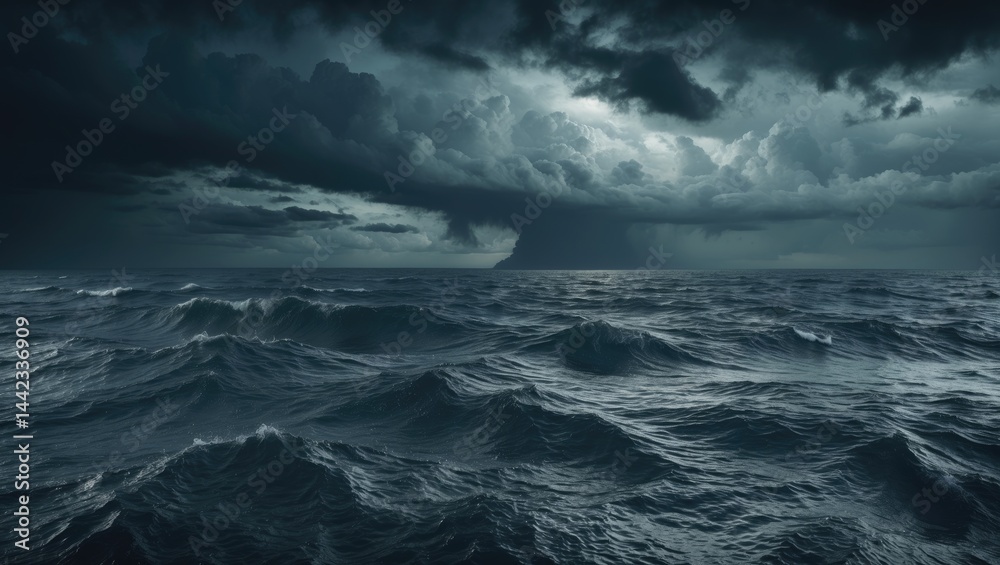 Chaotic sea with an intense, cloudy atmosphere Chaotic sea with an intense, cloudy atmosphere