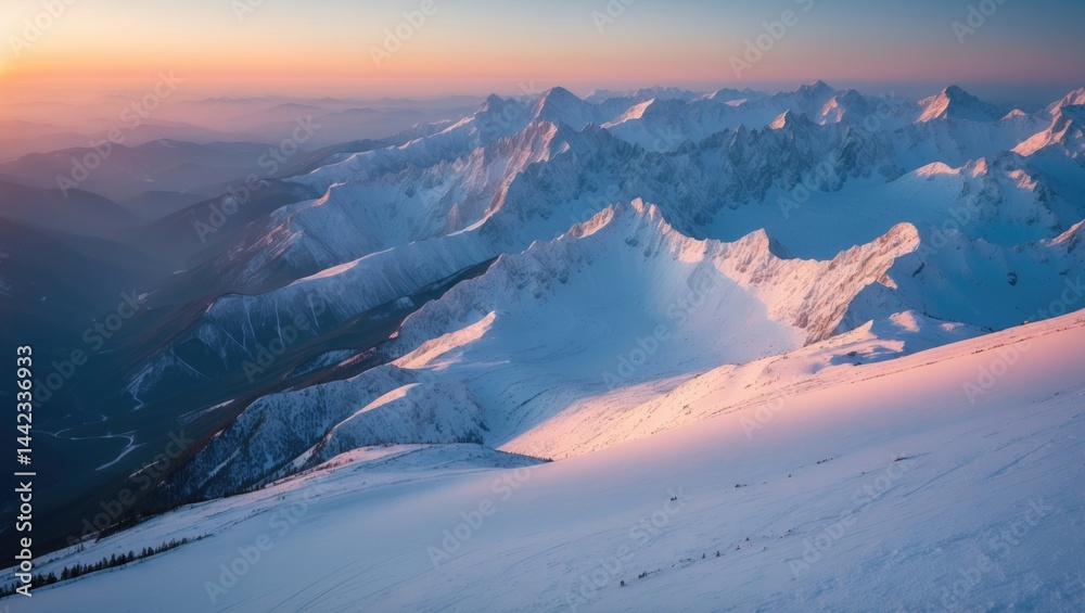 Naklejka premium Winter view before the sun rises