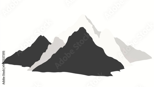 Black and white mountain range. Mountain landscape. Vector illustration.