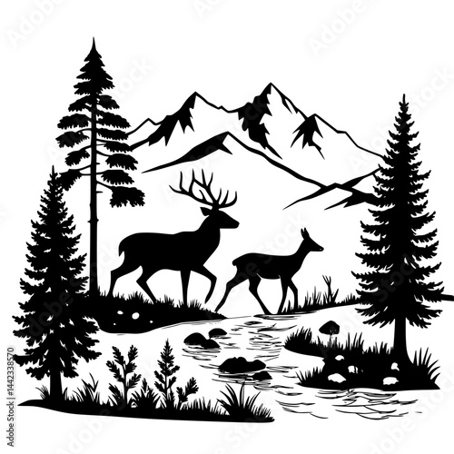 deer in winter forest