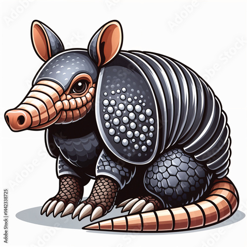 Cute Cartoon Armadillo vector illustration isolated