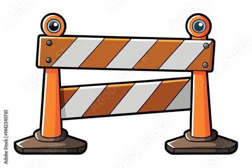 roadblock with orange and white diagonal stripes, perfect for safety, construction zones, and labor day themed illustrations