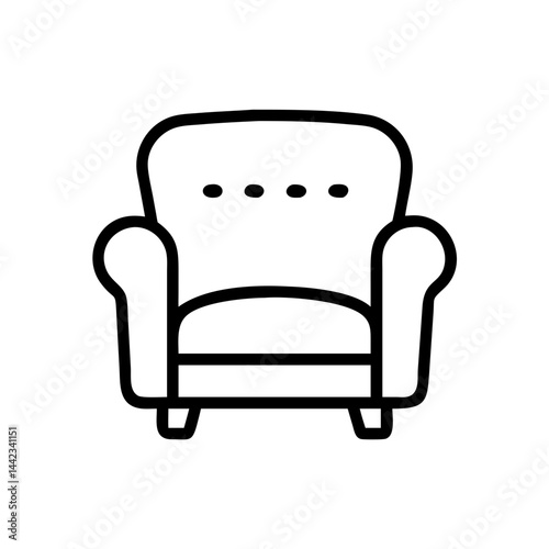 Armchair Outline Icons Seating Furniture Line Minimal Interior Home
