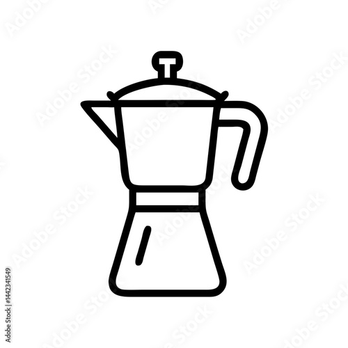 Moka Pot Outline Icon Coffee Maker Espresso Kitchen Vector