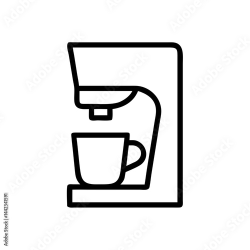 Coffee Maker Outline Icon Kitchen Appliance Line Minimal Brew Machine