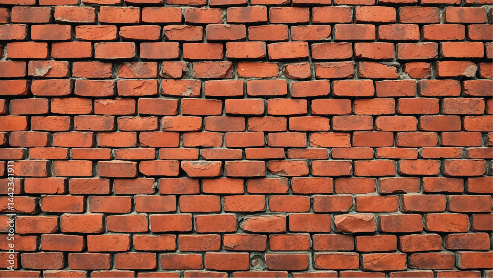 Fototapeta premium Brick wall background. Realistic brick wall vector illustration with detailed texture. Seamless brick wall.