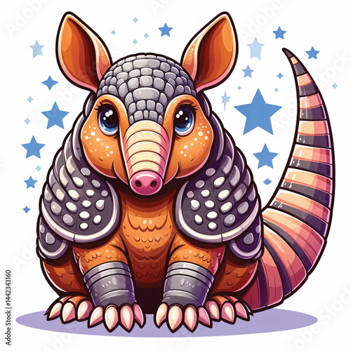 Cute Cartoon Armadillo vector illustration isolated