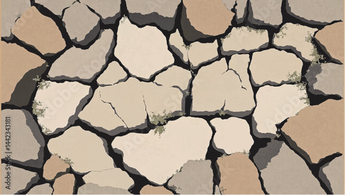 Cracked surface. Cracked background. Vector illustration. 