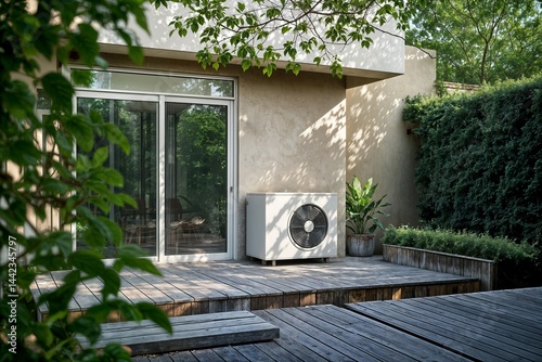 air source heat pump installed in a residential building concept concepto de bomba de calor con fuente de aire instalada en un edificio de viviendas klima