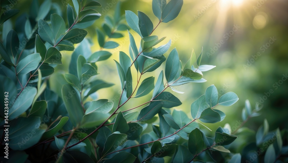 Close-Up of Eucalyptus Leaves with Backlighting Close-Up of Eucalyptus Leaves with Backlighting
