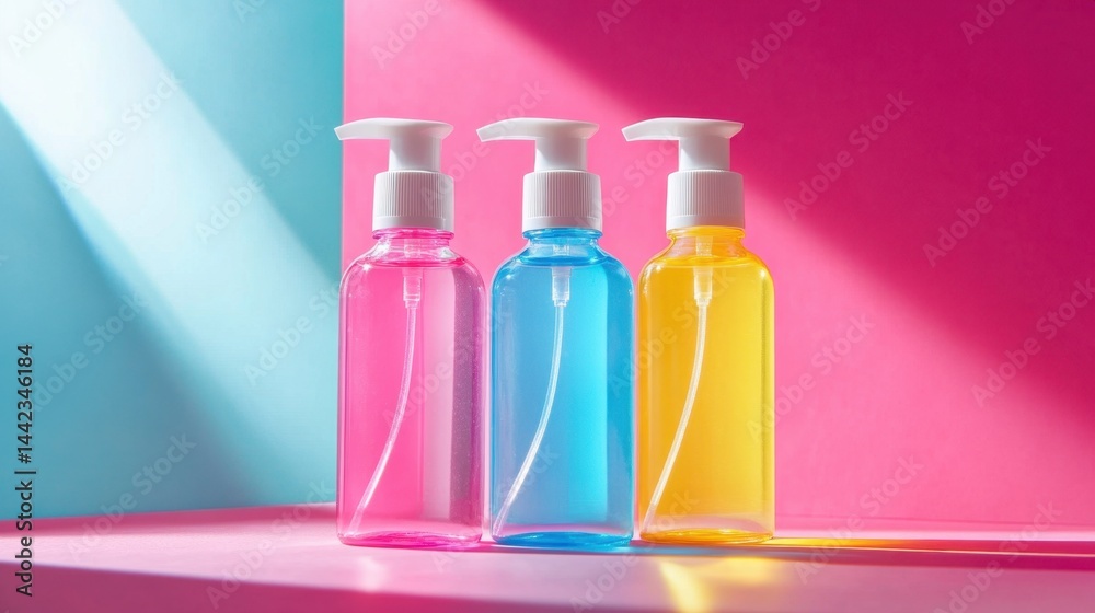Bright soap bottles on display Bright soap bottles on display
