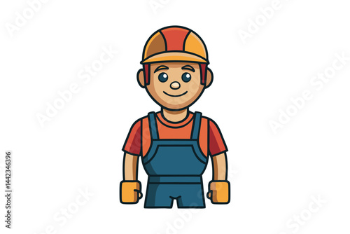 Worker with a helmet, tool, and protective gear, perfect for illustrating work environments and promoting labor day or labour day activities