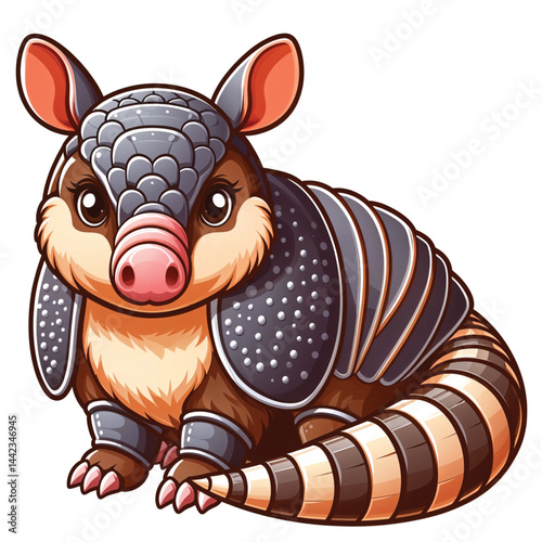 Cute Cartoon Armadillo vector illustration isolated