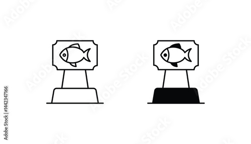 Fishing Trophy icon design with white background stock illustration