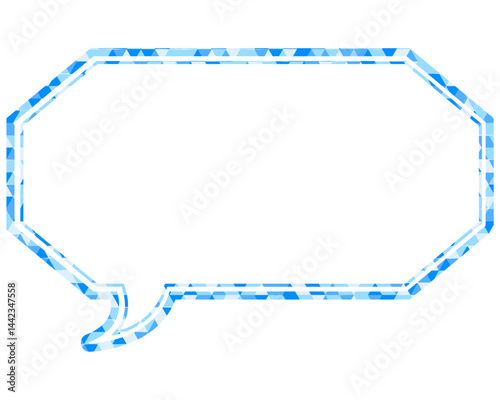 ステンドグラス風吹き出し　三角形模様　細長い八角形