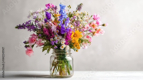 Wallpaper Mural a bouquet of mixed wildflowers in a jar on a white isolated background, fresh and natural design Torontodigital.ca