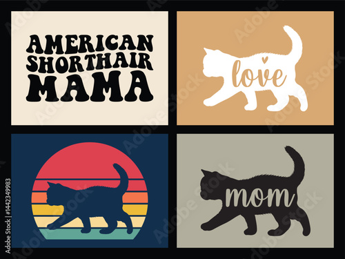 American shorthair t shirt design bundle
