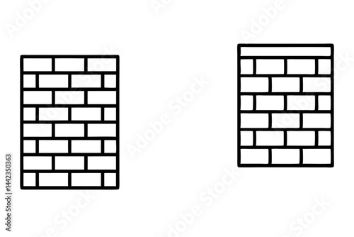 Brick Wall Design with Minimalist Elements Representing Construction and Building Materials in Various Styles Labour Day or Labor Day Line Art Icon Set