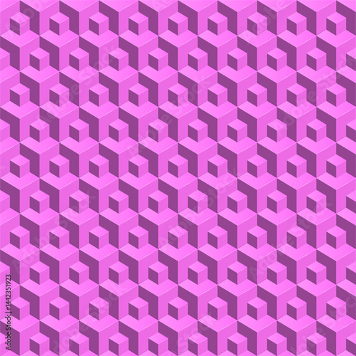 Obraz na płótnie Abstract pink 3D geometric cubes background - seamless pattern w salonie