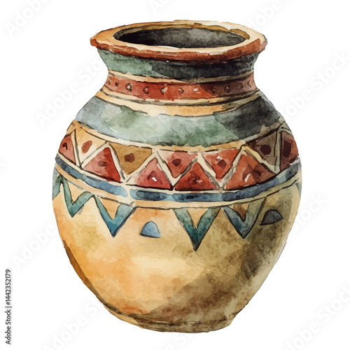 forgotten cultures pottery, watercolor drawing, isolated on a white background. forgotten cultures pottery vector.