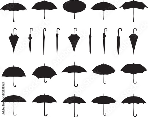 Umbrella Silhouette – Minimal Vector Icon for Rain or Sun Protection