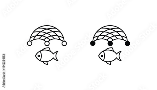 Fishing Net icon design with white background stock illustration