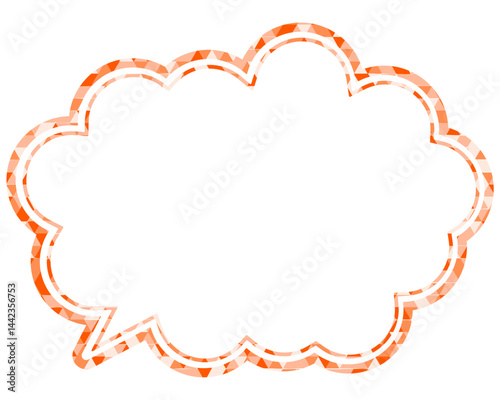 ステンドグラス風吹き出し　三角形模様　丸みのある雲形