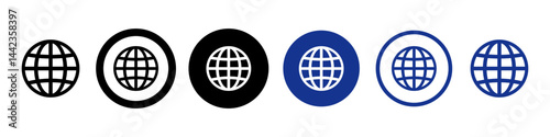 Globe Icon vector for website, Go to web symbol icon, www symbol, Web icon, website, homepage icon set, earth clip art, globe symbol isolated white background. Vector illustration