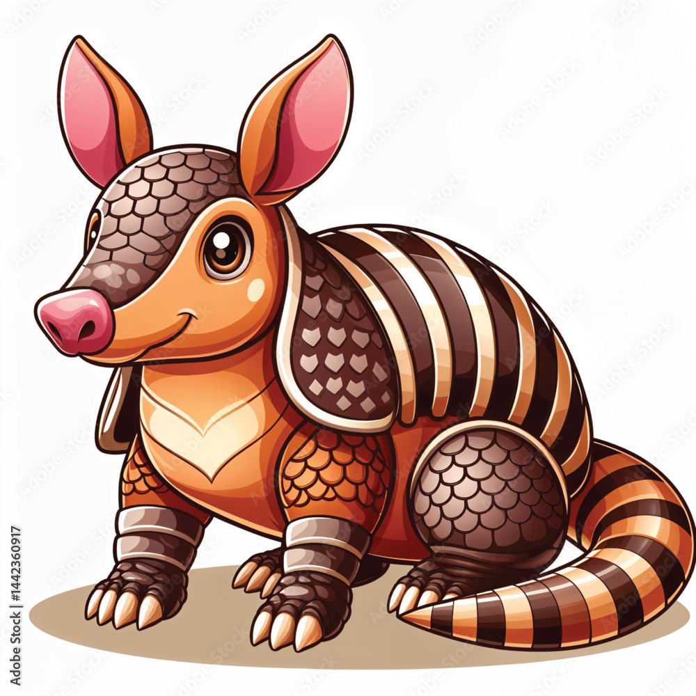 Fototapeta premium Cute Cartoon Armadillo vector illustration isolated