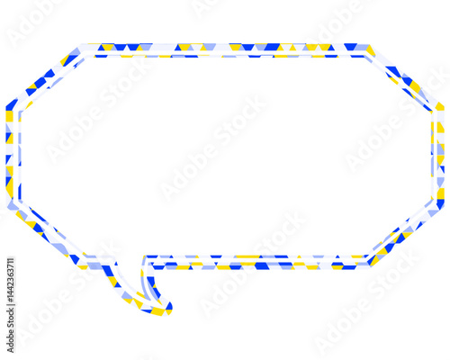 ステンドグラス風吹き出し　三角形模様　細長い八角形