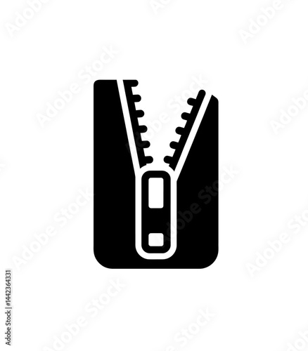 Zipper icon vector in black color on white background.
