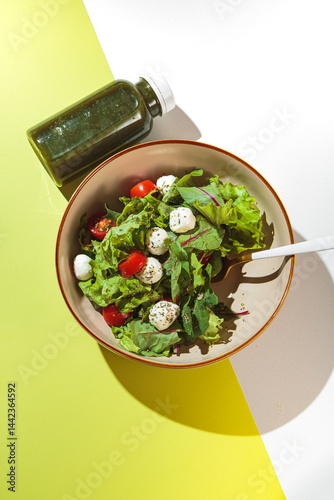 Fresh salad with dressing for you
