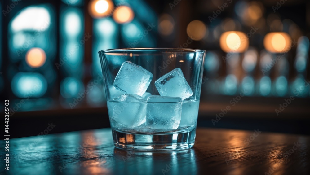 custom made wallpaper toronto digitalClose-Up Image of Ice Cubes in a Transparent Glass on Table with Soft Focus Background