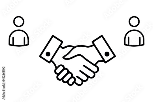 handshakes in diverse styles and colors, symbolizing partnership, trust, and collaboration labour day or labor day line art icon set
