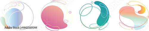 Colorful abstract shapes with gradient hues and fluid lines create dynamic and modern design