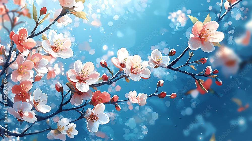 Blooming cherry blossoms under clear sky high resolution picture Blooming cherry blossoms under clear sky high resolution picture