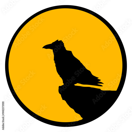 Bird sitting moon at night cliff werewolf howl fun Isolated Vector Graphic Design Illustration
